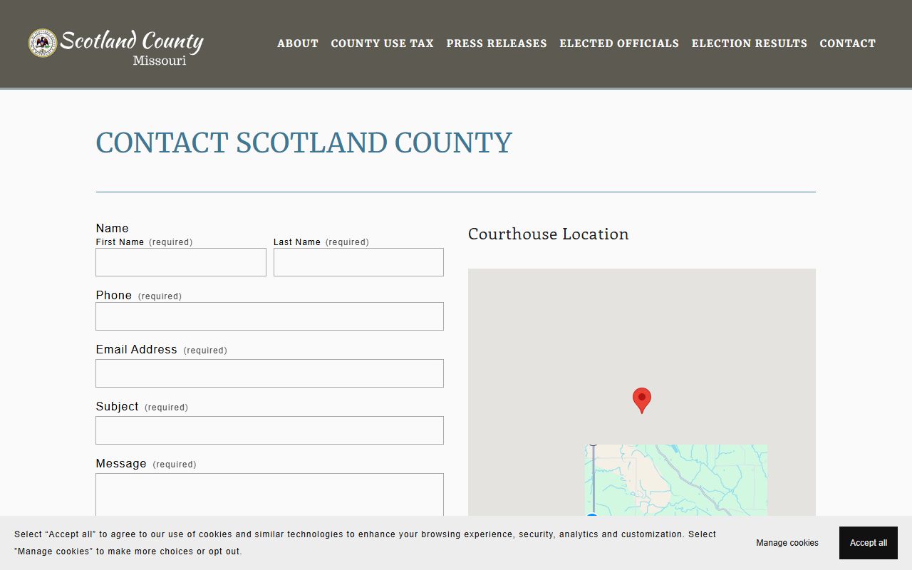 Scotland County Jail courthouse contact page for inmate records