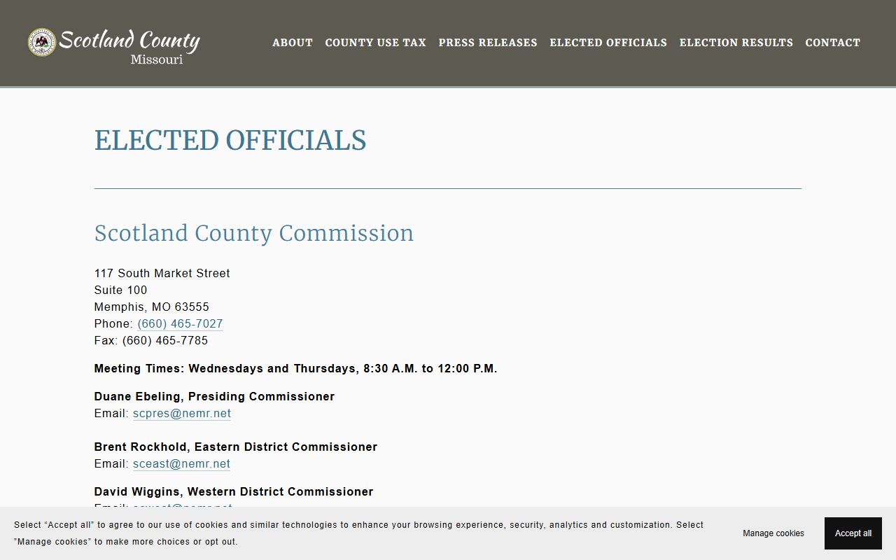 Scotland County court records after arrest contacts on elected officials page